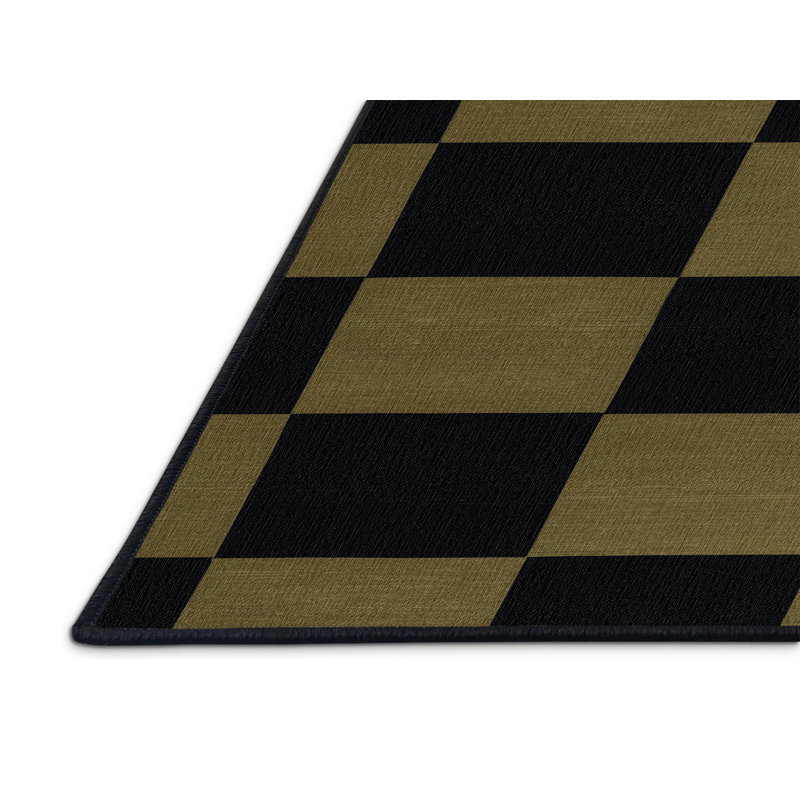 Tapis gris à carreaux lavable à la machine, Rectangle 8 pi x 10 pi