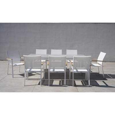 Ousley White Aluminum Outdoor Dining Set With Sling Set In White