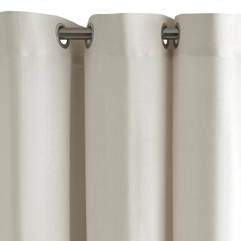 Elio Linen Semi Sheer Door Curtain Single Panel, White/Grey
