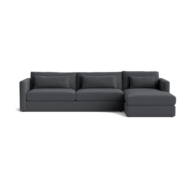 Haywood Right Chaise Sectional, Performance Linen - Charcoal