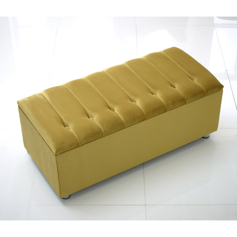 Carter-Johnson 105cm Wide Velvet Tufted Rectangle Solid Colour Ottoman with Storage, Gold