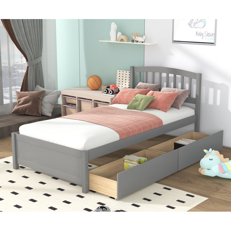 Lit avec rangement Logene, gris