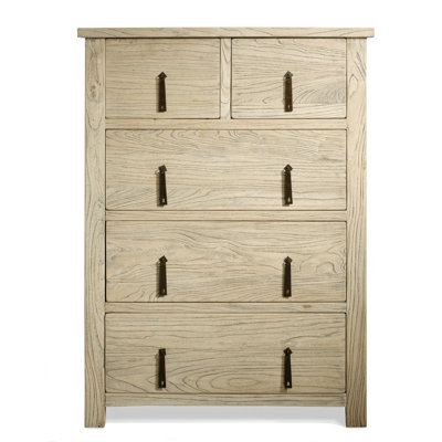 Jixi Solid Wood 85cm W 5 - Drawer Chest of Drawers