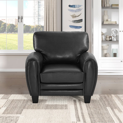 Manwi 39" Modern & Contemporary Accent Chair with Faux Leather Upholstery, Exposed Feet, Foam Padded Cushions