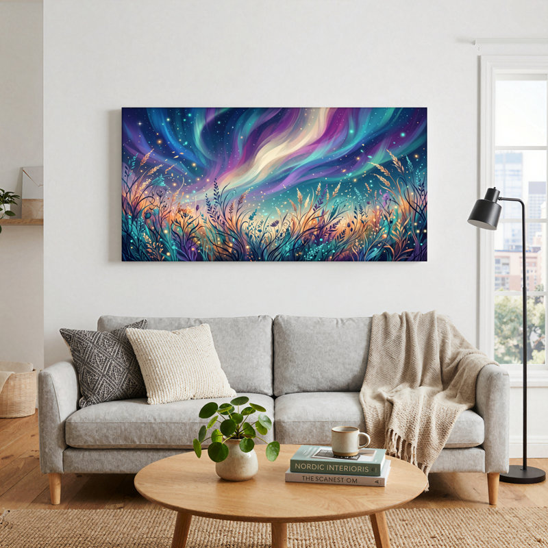 Starry Meadow, reproduction d'art sur toile, ensemble de 1, Toile tendue, 32“W x 16”H