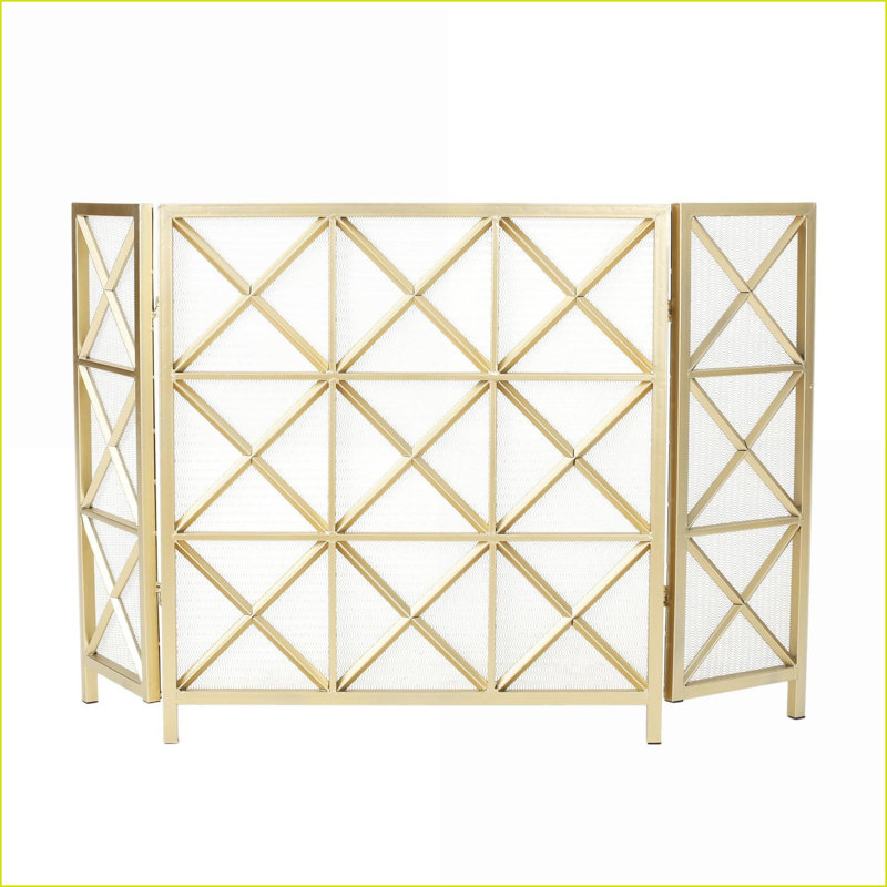 Fireplace Screen | Christopher Knight Home Margaret 3-Panel Iron | Gold, Rose Gold, Black