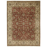 Hand Knotted Wool Area Rug in Red And Camel