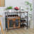 Brown Small Sideboard And Buffet Cabinet With Mesh Door And Detachable Wine Rack
