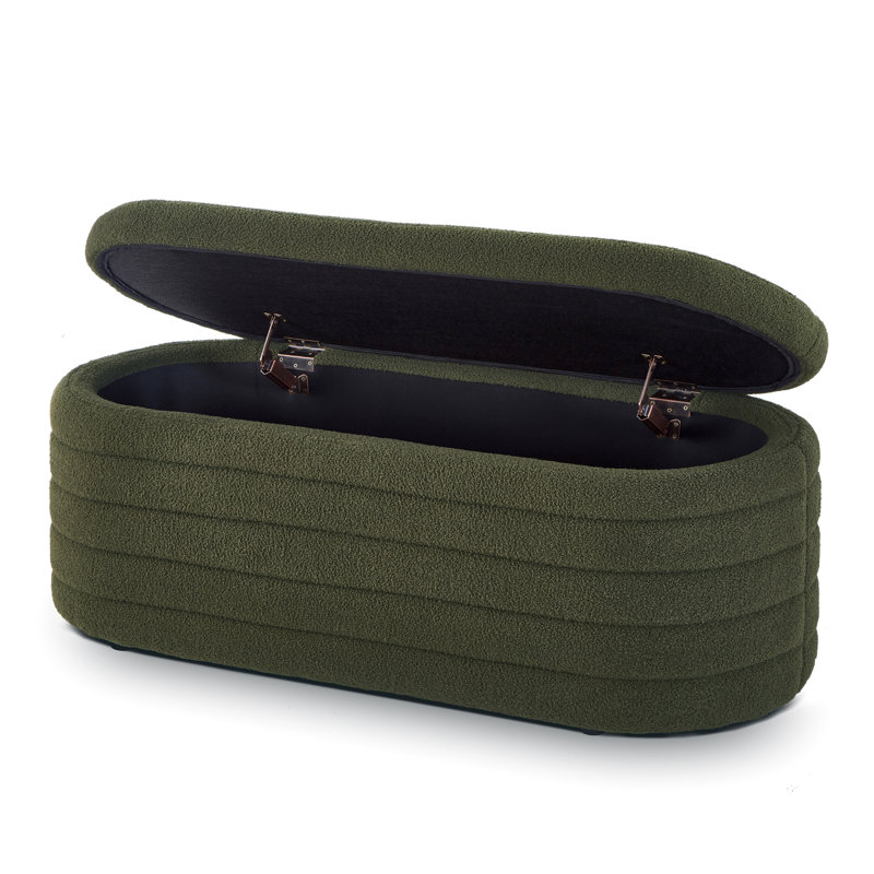 Mid-Century Modern Living Room Storage Bench - Retro Design With Function American Dining Versatile And Elegant, Dark Green