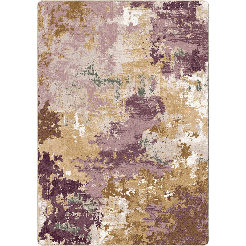 Tapis mauve à motif d'aquarelle, Rectangle 7 pi 8 po x 10 pi 9 po