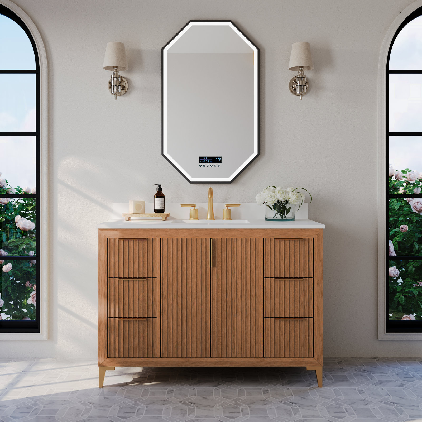 Turlington Oak Single Bathroom Vanity, Sienna, 48"