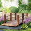 Passerelle arquée en bois de sapin avec rampes latérales pour arrière-cours, jardins et ruisseaux, bois teint, 60 po x 26,5 po x 19 po-129417136
