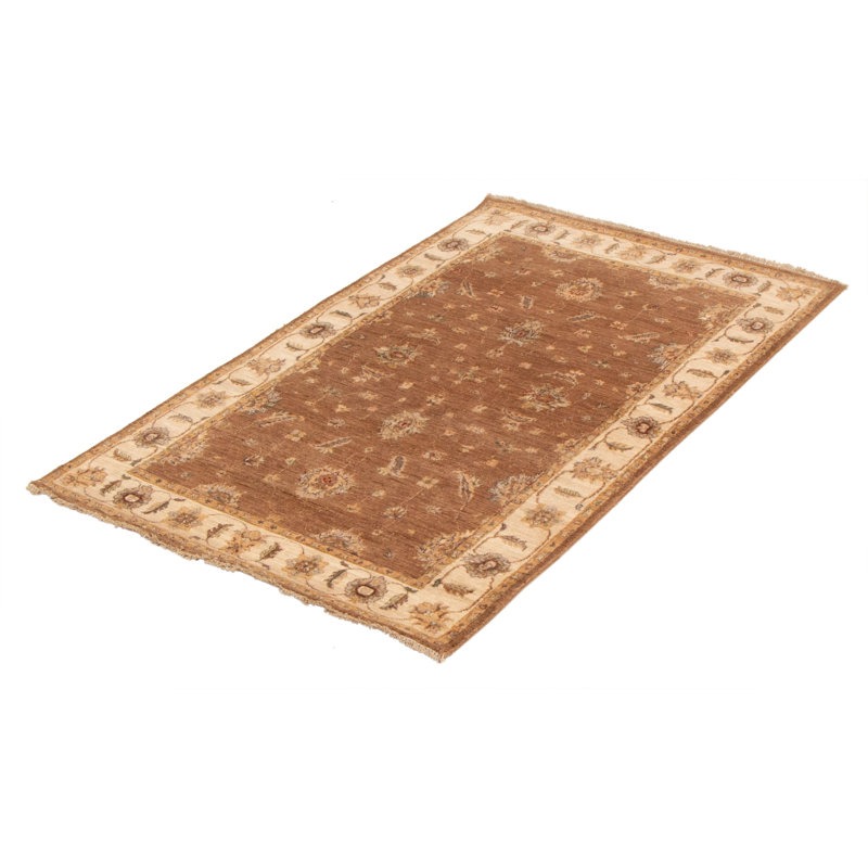 Tapis unique en chocolat noué à la main de 4 pi x 6 pi 5 po Joette