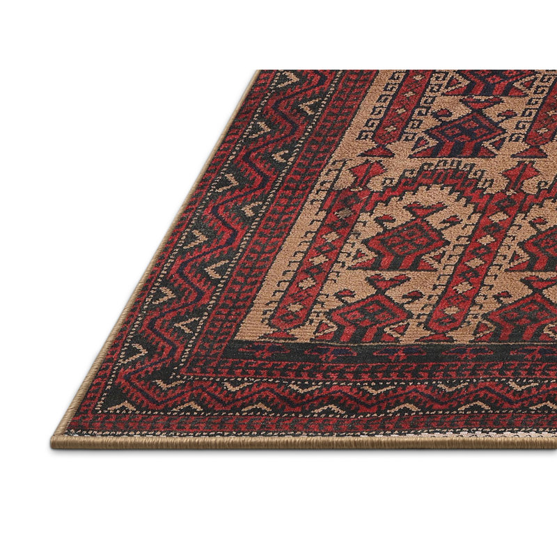 Tapis sud-ouest Mehroon / noir / crème, Rectangle 5 pi x 7 pi