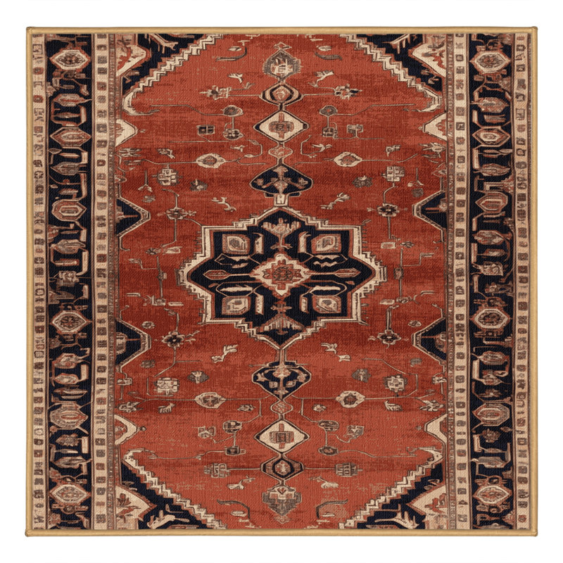 Tapis brun lavable à la machine, Carré 5 pi
