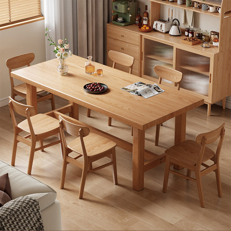 Solid wood solid large table set, Burlywood, 29.52"H x 78.74"L x 35.43"W