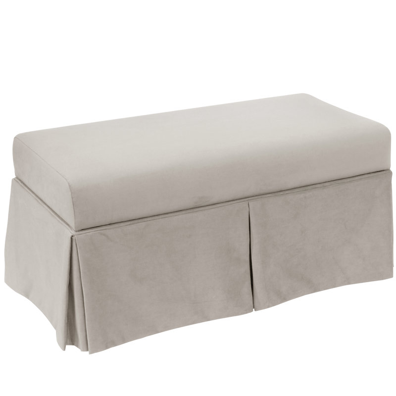 Upholstered Storage Bench, Bella Light Gray Performance Velvet