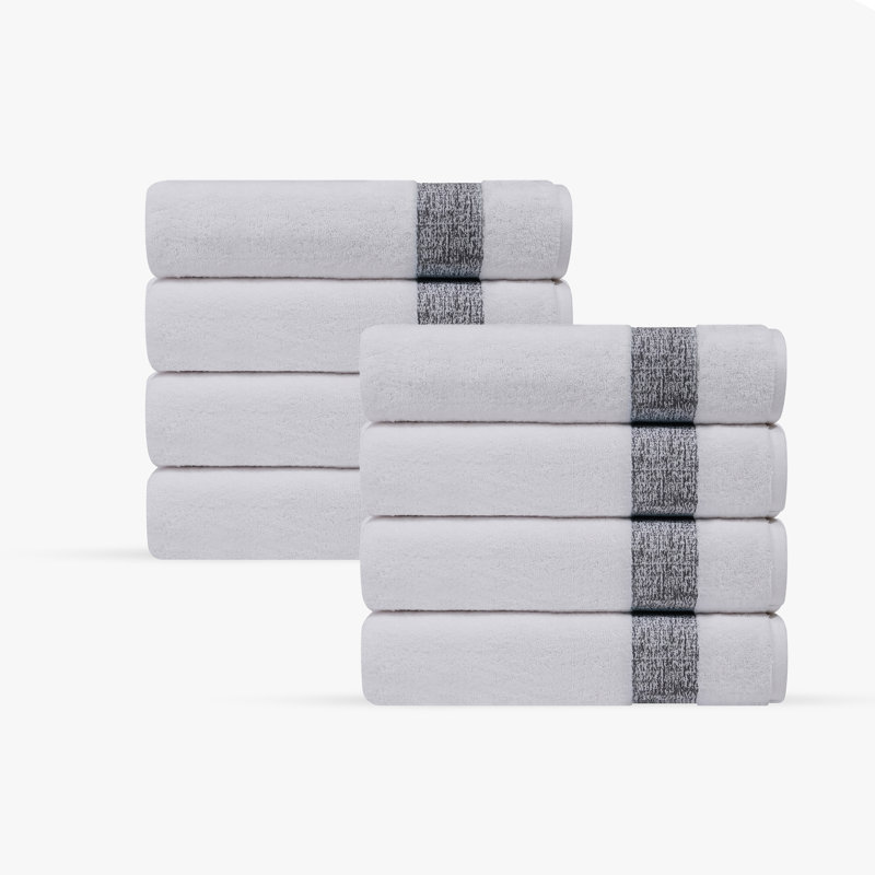 Ensemble de 8 serviettes turques Jonnae, Gris anthracite