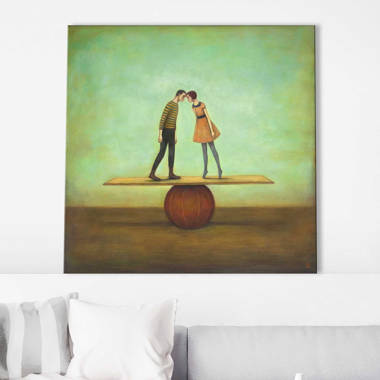 Old Couple Holding Hands and Go Fishing - Wrapped Canvas Rectangle Graphic Art Print Trinx Size: 11 H x 14 W x 2 D