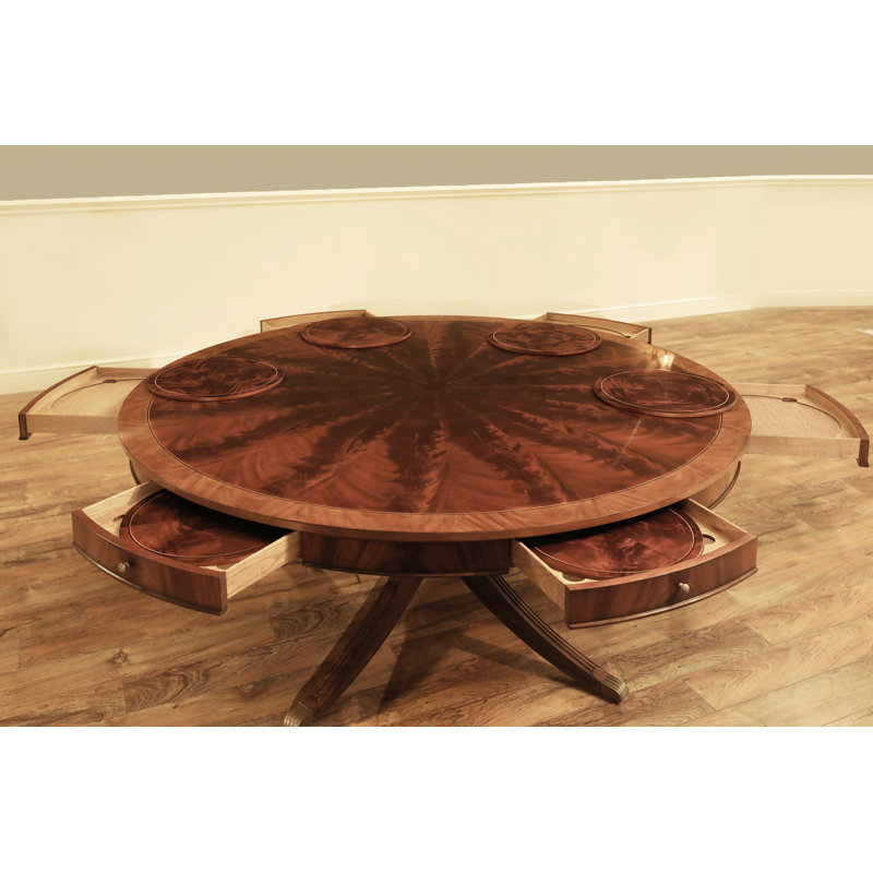 Round Mahogany Wood Dining Table