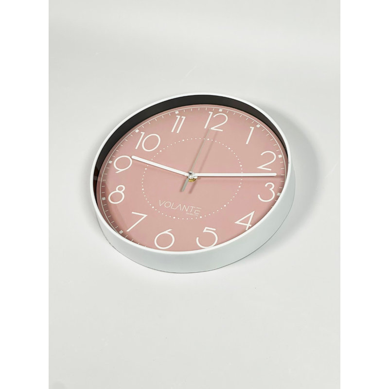 Elegant Decorative Wall Clock, 12 in Diameter, 1.8 in Thick | 100% Plastic Frame, Real Glass Cover | Classic White Color | Perfect for Home or Office Decor, Stylish Timekeeping & Easy to Read Design