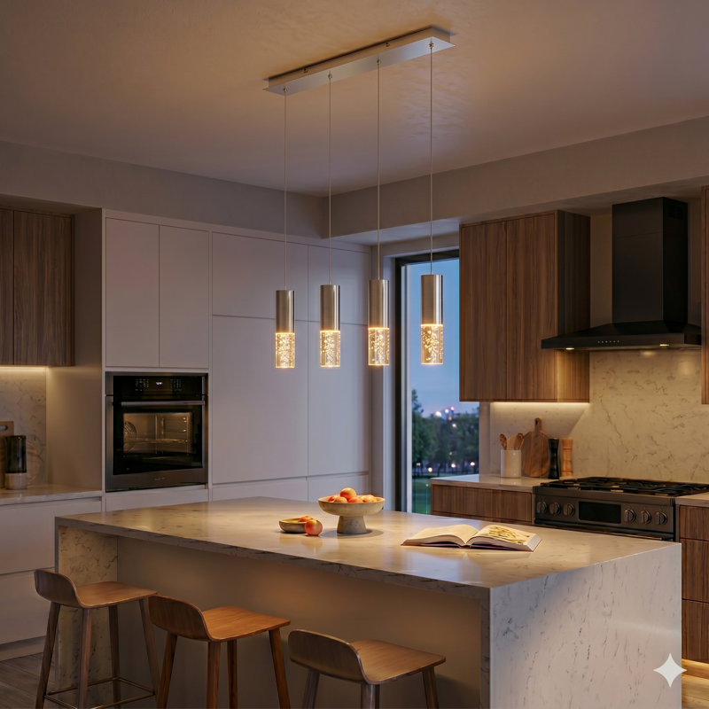 Rathi 4 - Light Kitchen Island Pendant, Nickel