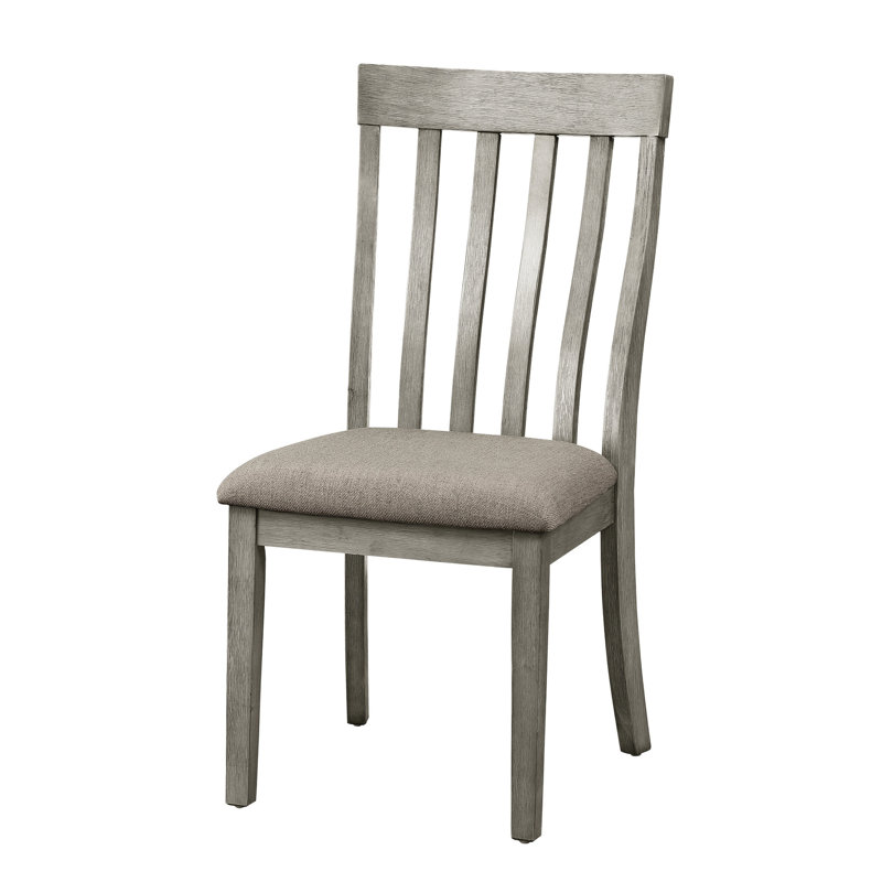 Chaises d'appoint de salle à manger 2 pièces, gris brossé, structure en bois, dossier à lattes verticales, siège rembourré en tissu pour 2 chaises, gris brossé, encadré de splendides