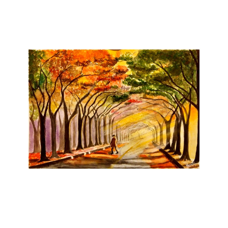 Éloignement - chemin du calme | Aquarelle sur papier | Par Shruti Tiwari