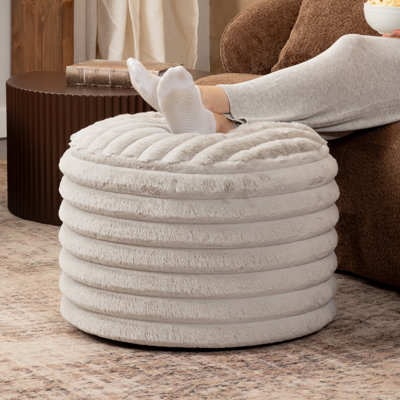 Mercer41 Paran Accent Pouf - Fluffy Faux Fur Ottoman For Modern Interior Design