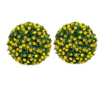 Topiary Balls Set of 2, Artificial Topiary Flower Balls for Home Decor