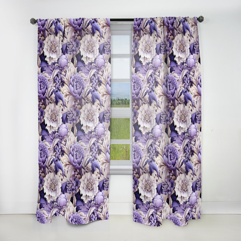 Purple Persian Paisleys - Floral Curtain - Room Darkening Floral Curtain - 1 Panels, 52" W x 84" L