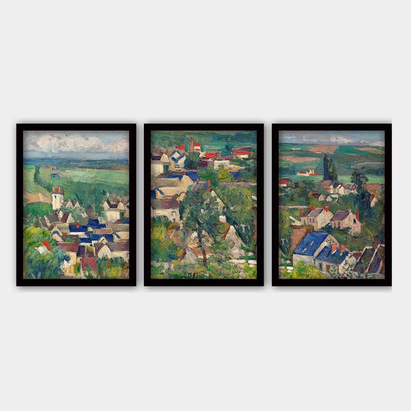Ensemble de 3 peintures élégantes encadrées décoratives, 13,8 x 17,7 pouces chacune | 100% bois avec cadre 100% polystyrène (épaisseur: 0,8 pouce) | Impression numérique UV, parfaite pour le salon et la décoration intérieure