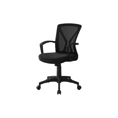 Black Mid-Back Mesh Office Chair with Fixed Armrests and Adjustable Swivel Base