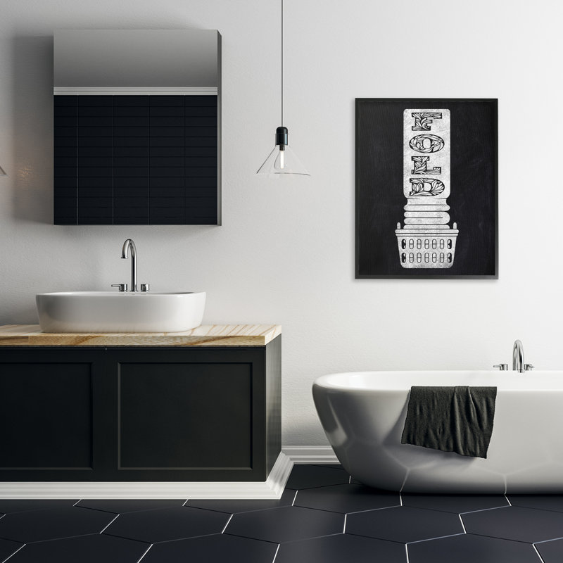 «Laundry Fold Ornate Letters», giclée encadrée, design par Marcus Prime, Giclée encadrée noir minuit, H 30 po x l 24 po