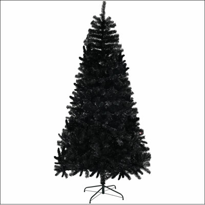 Arbre de Noël artificiel de 6 pi de hauteur, arbre de Noël non éclairé avec 1000 pointes de branches, ouverture automatique, base en acier, décoration des Fêtes pour bureau personnel, noir