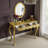 Luxury Makeup Vanity Desk With Oval Mirror, 3 Drawers And Intricate Carvings-1705725513