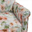 Fauteuil d'appoint compact avec garniture cloutée florale avec pieds en bois massif, revêtement en polyester vert classique