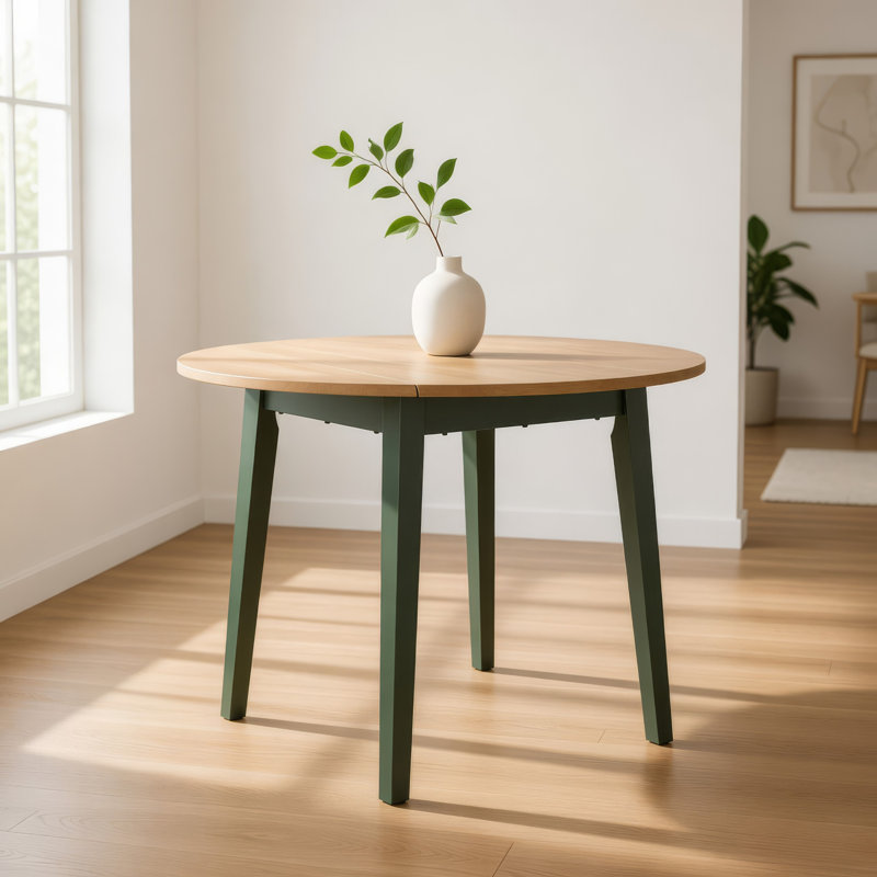 Table de salle à manger Gasy, extensible 26 à 42 pouces, bois, 2 feuilles, Vert foncé
