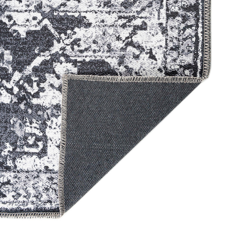 Tapis d'intérieur / tissé à la machine 2 pi x 3 pi gris foncé Abbie-J, Rectangle 3 pi 3 po x 5 pi 3 po