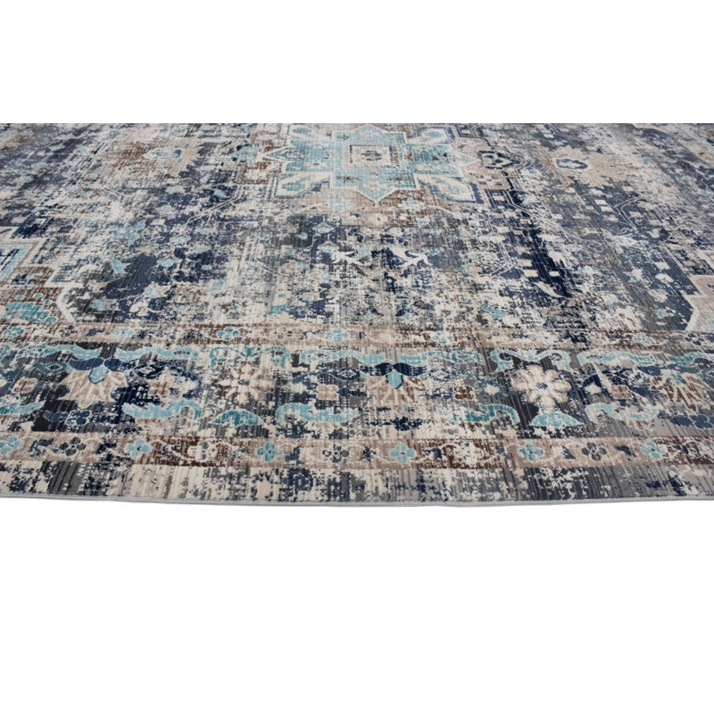 Blue Area Rug, Rectangle 3'11" x 5'9"