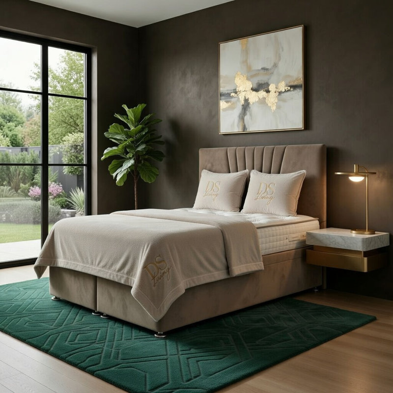 Upholstered Ottoman Bed, Single, Mink
