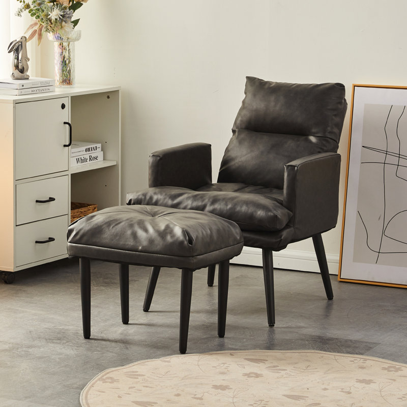 Acelia Faux Leather Accent Chair, Grey