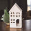 Ceramic Townhouse Tealight Candle Holder - Hand-Finished Decorative Lantern with Cut-Out Windows Starry Roof