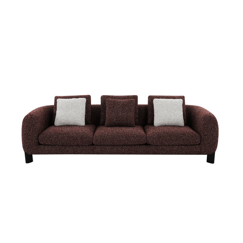 Section de canapé rembourrée à 3 places marron, fabrication en bois de pin, pieds Kd, distance du sol de 6 po en tissu, configuration en mousse complète, structure intérieure en bois, coussin de dossier amovible, profondeur de 24 po