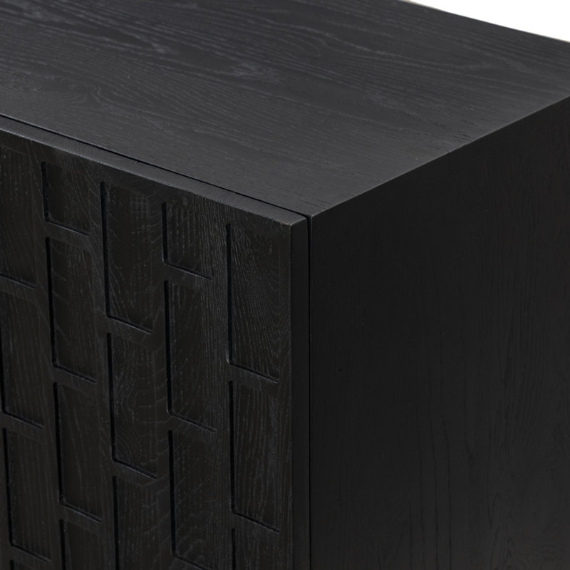 Asbury Media Console-Light Wash Oak, Black Oak