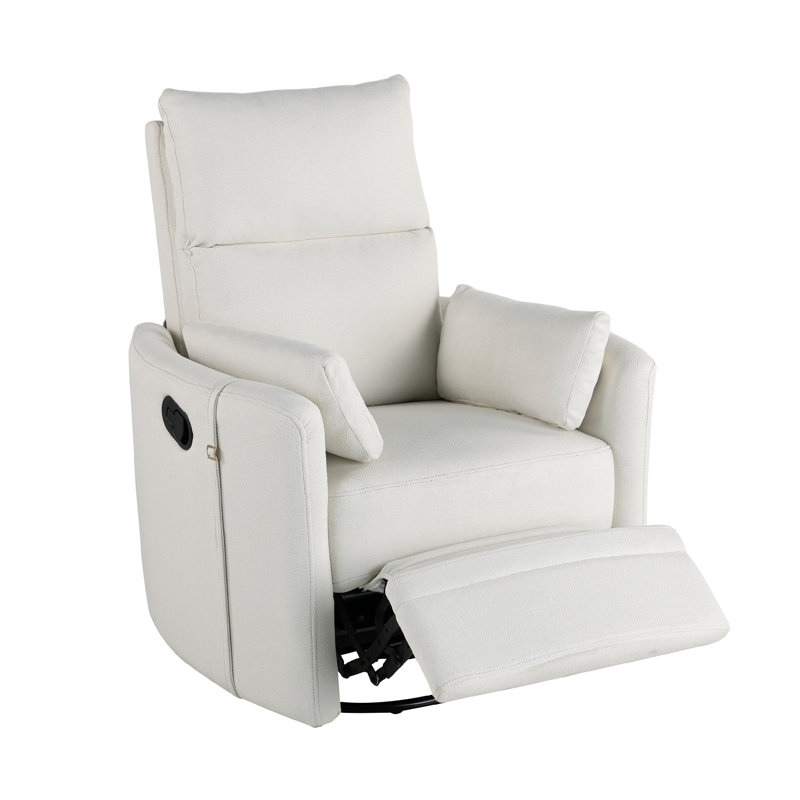 Swivel rocking recliner chair with adjustable footrest, Lin beige