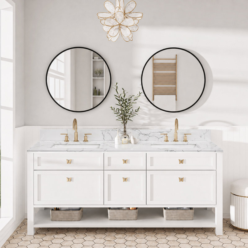 Dosseret de meuble-lavabo blanc 61 pouces Carrara