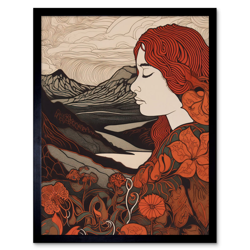Shelledy Mother Nature Spring Floral Mountain Landscape - Single Picture Frame Print