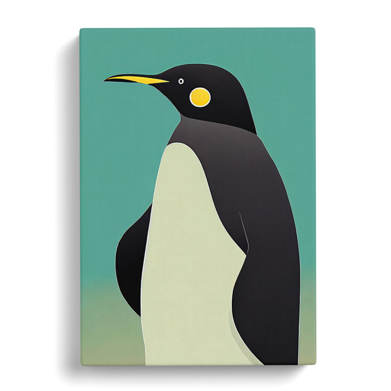 Profile Of A Penguin No.2 - Wrapped Canvas Print, 60cm H x 40cm W x 3cm D, Black Framed