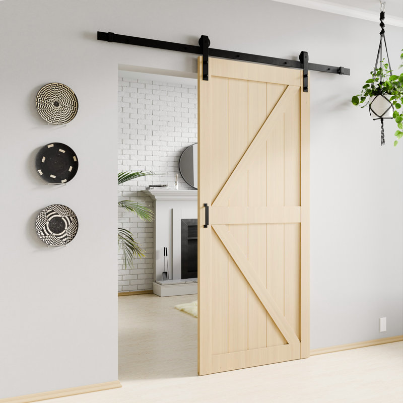 Tan 36" x 84" Sliding Barn Door with Hardware Kit